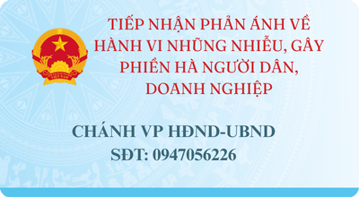TIẾP NHẬN PHẢN ÁNH VỀ HÀNH VI NHŨNG NHIỄU, GÂY PHIỀN HÀ NGƯỜI DÂN