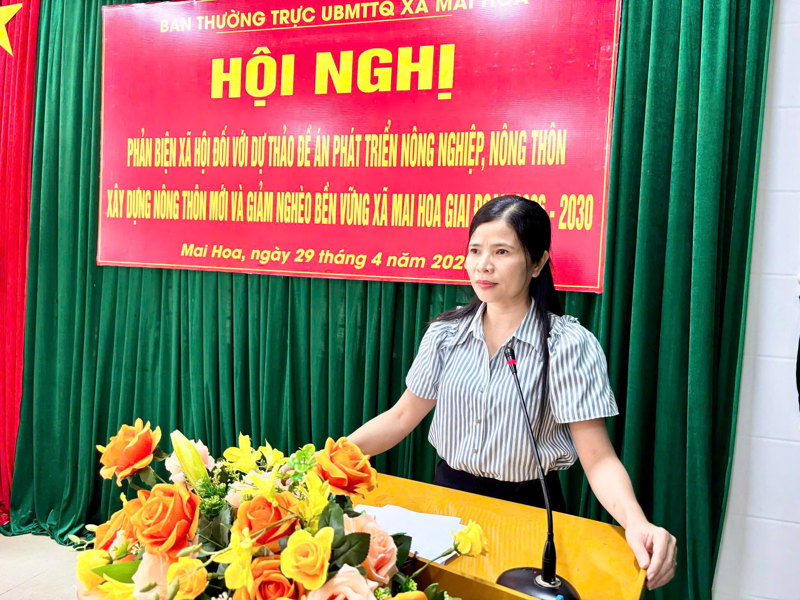 Ban Thường trực Ủy ban MTTQ Việt Nam xã Mai Hoa tổ chức Hội nghị phản biện xã hội dự thảo Đề án phát triển nông nghiệp, nông thôn, xây dựng nông thôn mới và giảm nghèo bền vững xã Mai Hoa giai đoạn 2026 – 2030.