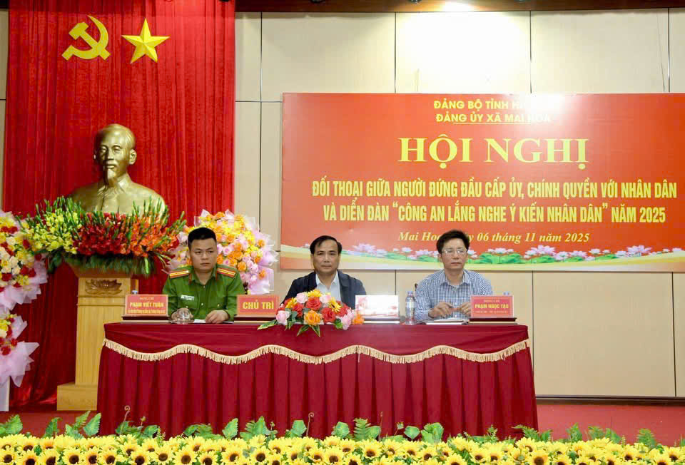 Xã Mai Hoa tổ chức hội nghị đối thoại giữa người đứng đầu cấp ủy, chính quyền với Nhân dân gắn với diễn đàn “công an lắng nghe ý kiến nhân dân”