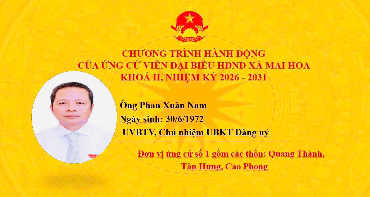 TRÂN TRỌNG GIỚI THIỆU CHƯƠNG TRÌNH HÀNH ĐỘNG CỦA ÔNG PHAN XUÂN NAM, CHỦ NHIỆM UBKT ĐẢNG UỶ