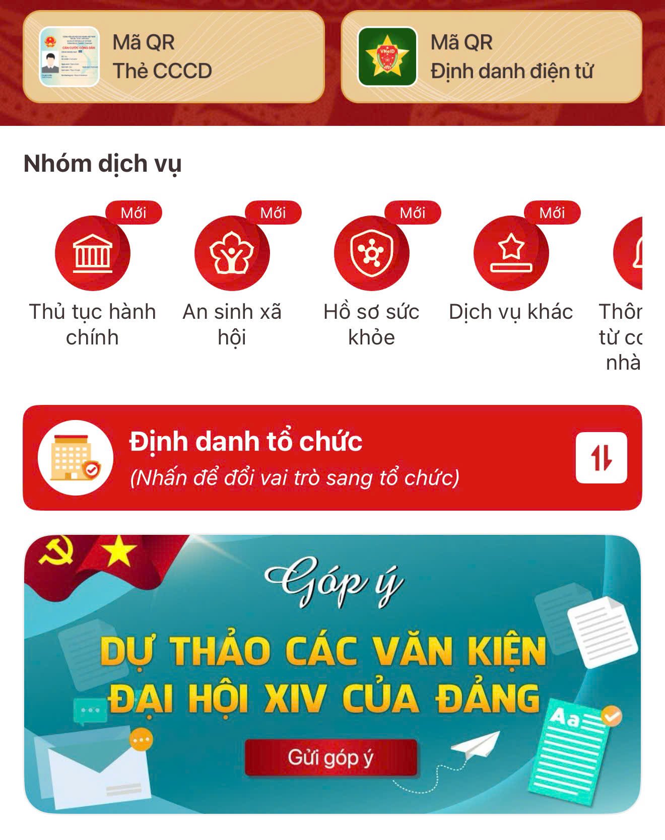 Kế Hoạch tổ chức lấy ý kiến Nhân dân vào các dự thảo văn kiện Đại hội XIV của Đảng qua ứng dụng VNeID