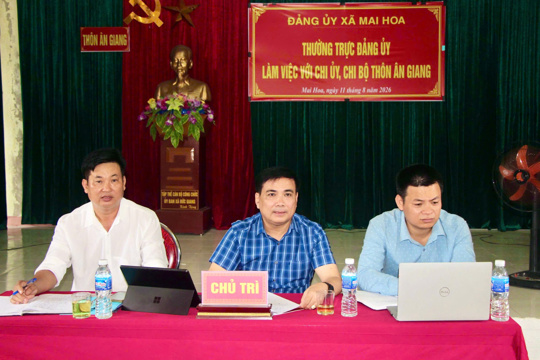 Thường trực Đảng ủy xã Mai Hoa làm việc với Chi bộ Ân Giang