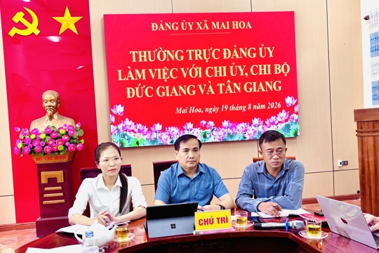 Thường trực Đảng ủy xã Mai Hoa làm việc với Chi bộ Đức Giang và Tân Giang