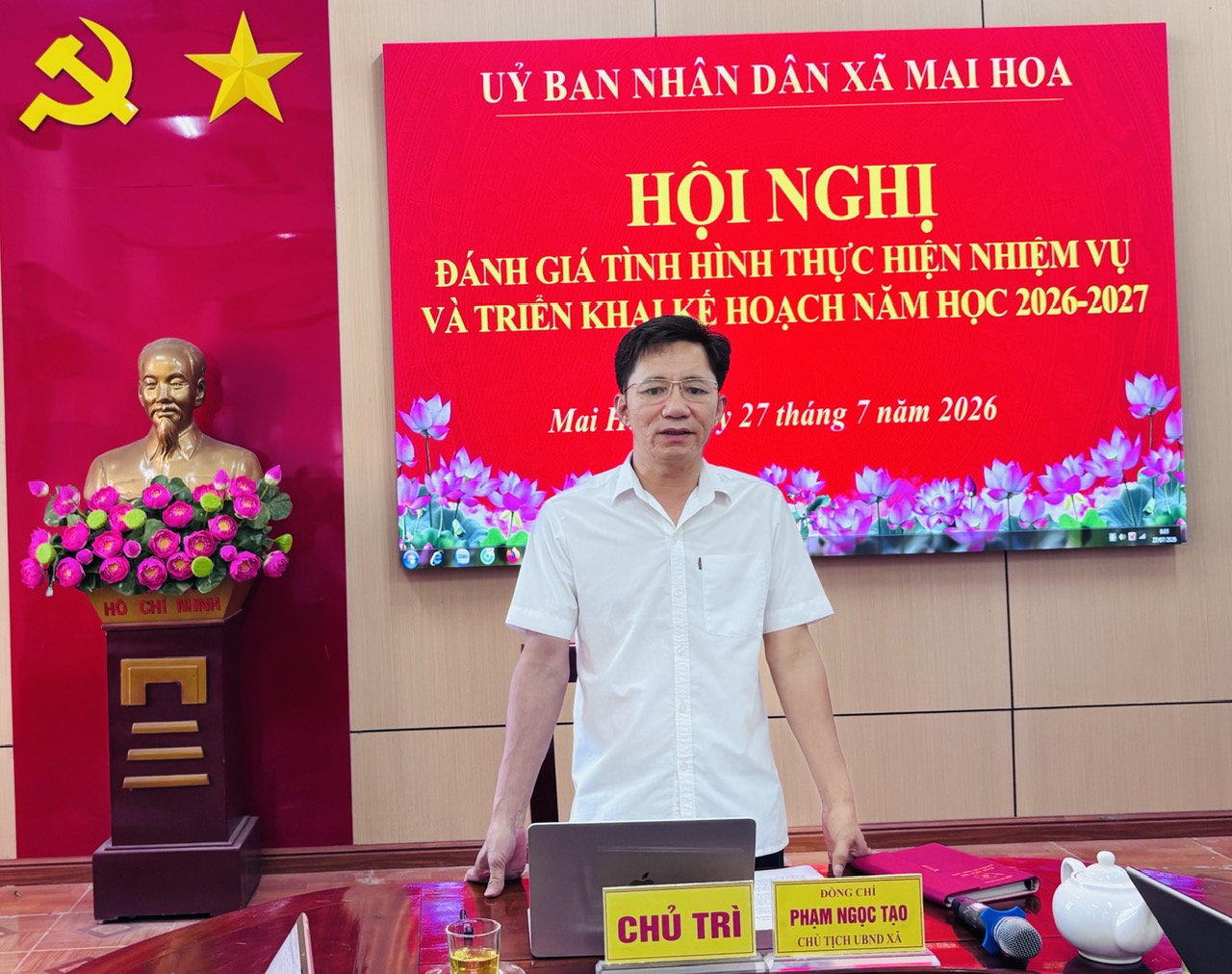 UBND xã Mai Hoa làm việc với các đơn vị sự nghiệp giáo dục để chuẩn bị năm học mới 