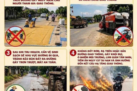 Người Dân không phơi lúa, rơm rạ trên đường giao thông