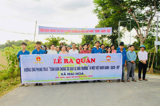 xã Mai Hoa phát động phong trào thi đua “Toàn dân chung tay bảo vệ môi  trường, vì một Việt Nam xanh – sạch – đẹp” 