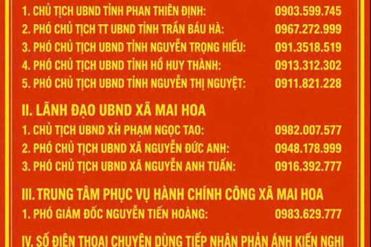 UBND xã Mai Hoa công khai thông tin tiếp nhận phản ánh, kiến nghị về thủ tục hành chính