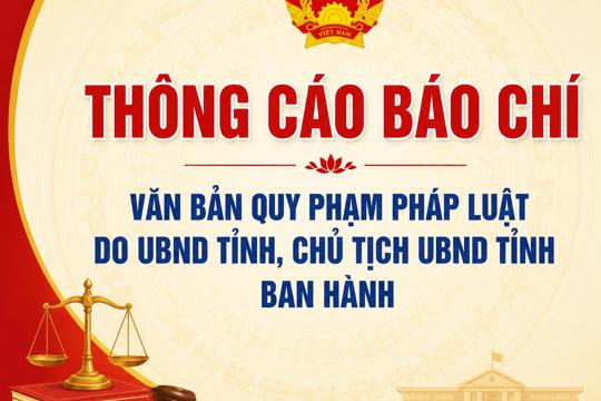 Thông cáo báo chí các văn bản quy phạm pháp luật mới của UBND tỉnh, Chủ tịch UBND tỉnh  