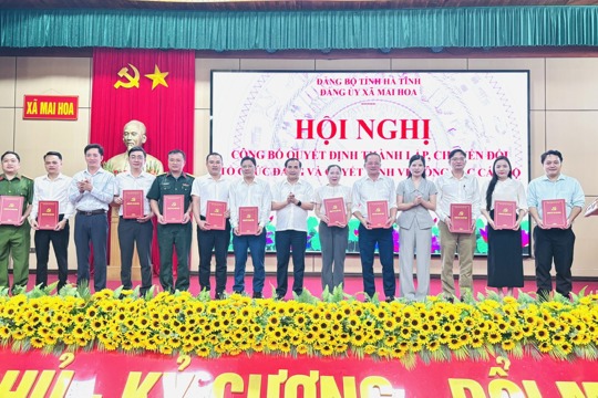 BCH Đảng bộ xã Mai Hoa tổ chức Hội nghị công bố các quyết định thành lập các tổ chức Đảng.  