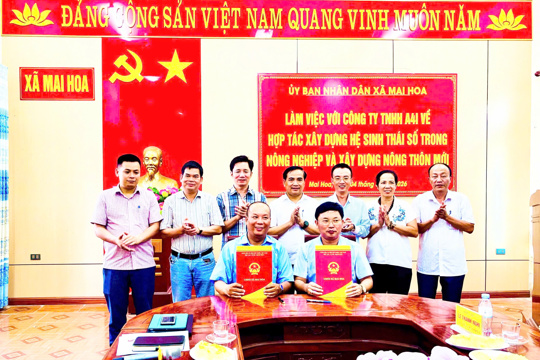 xã Mai Hoa làm việc với Đoàn khảo sát Công ty A4I  về xây dựng hệ sinh thái số nông nghiệp kết hợp với du lịch trải nghiệm, xây dựng NTM