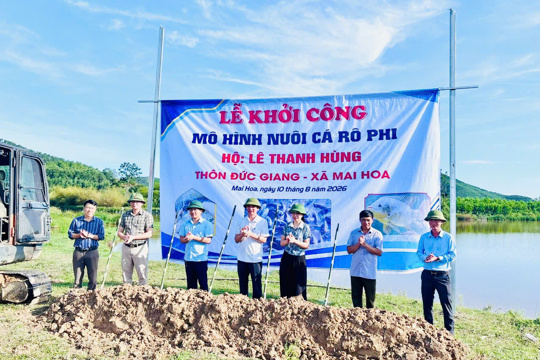 Xã Mai Hoa Khởi công mô hình nuôi cá rô phi xuất khẩu liên kết với Công ty TNHH Việt Nhật - BaiYang