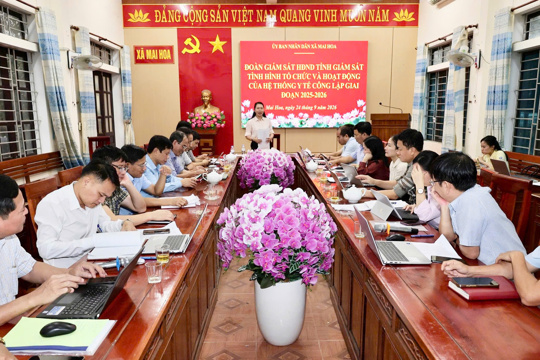 Đoàn giám sát Ban Văn hóa - Xã hội HĐND tỉnh khảo sát hoạt động y tế tại xã Mai Hoa