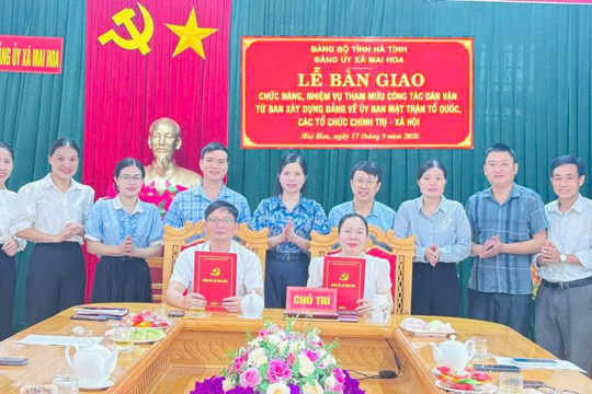 Ban thường vụ Đảng ủy xã Mai Hoa tổ chức hội nghị bàn giao chức năng, nhiệm vụ công tác Dân vận